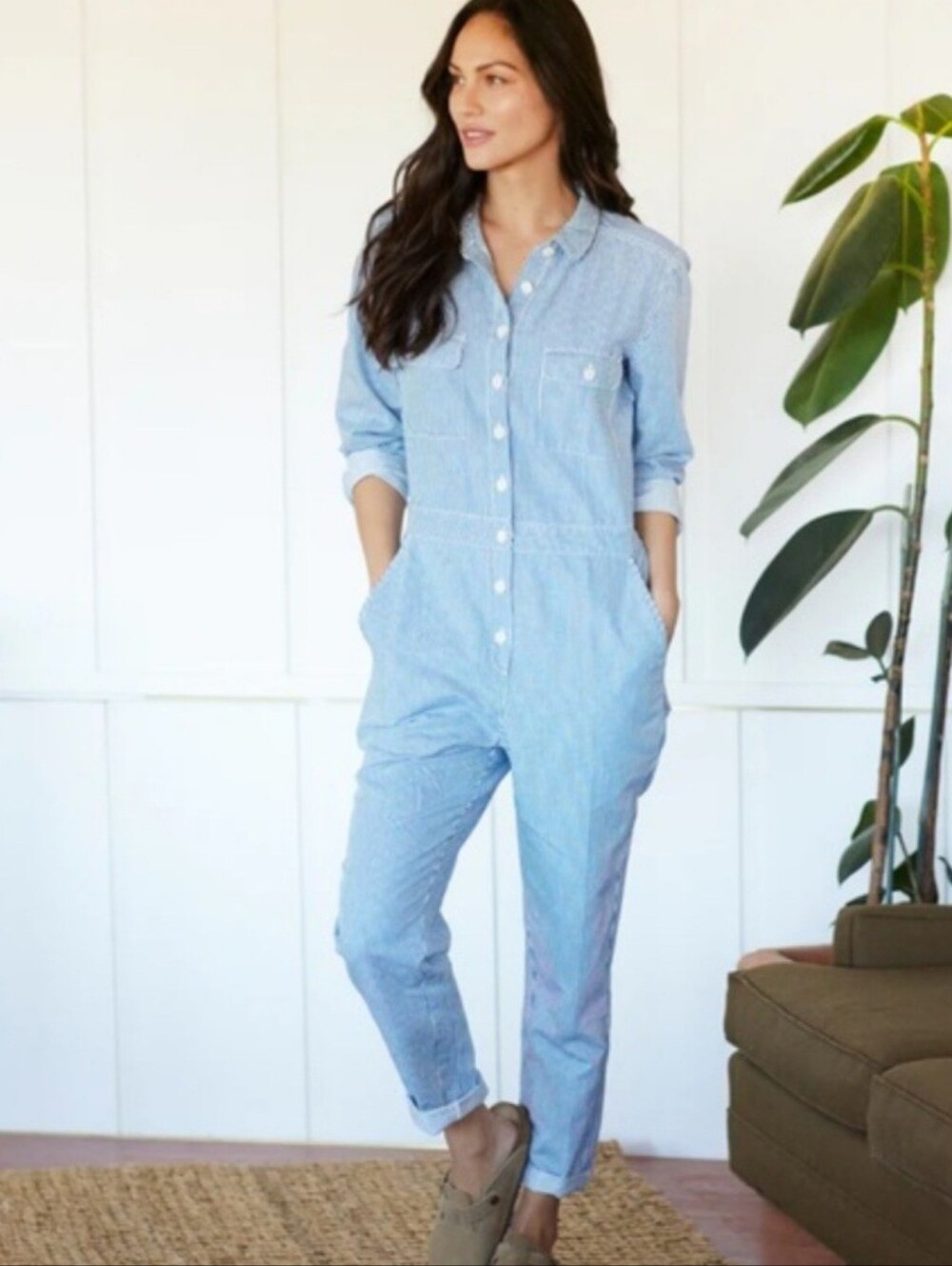 OUTERKNOWN S.E.A Jumpsuit Blue White Stripes Long Sleeve Cotton Linen NWT $198
